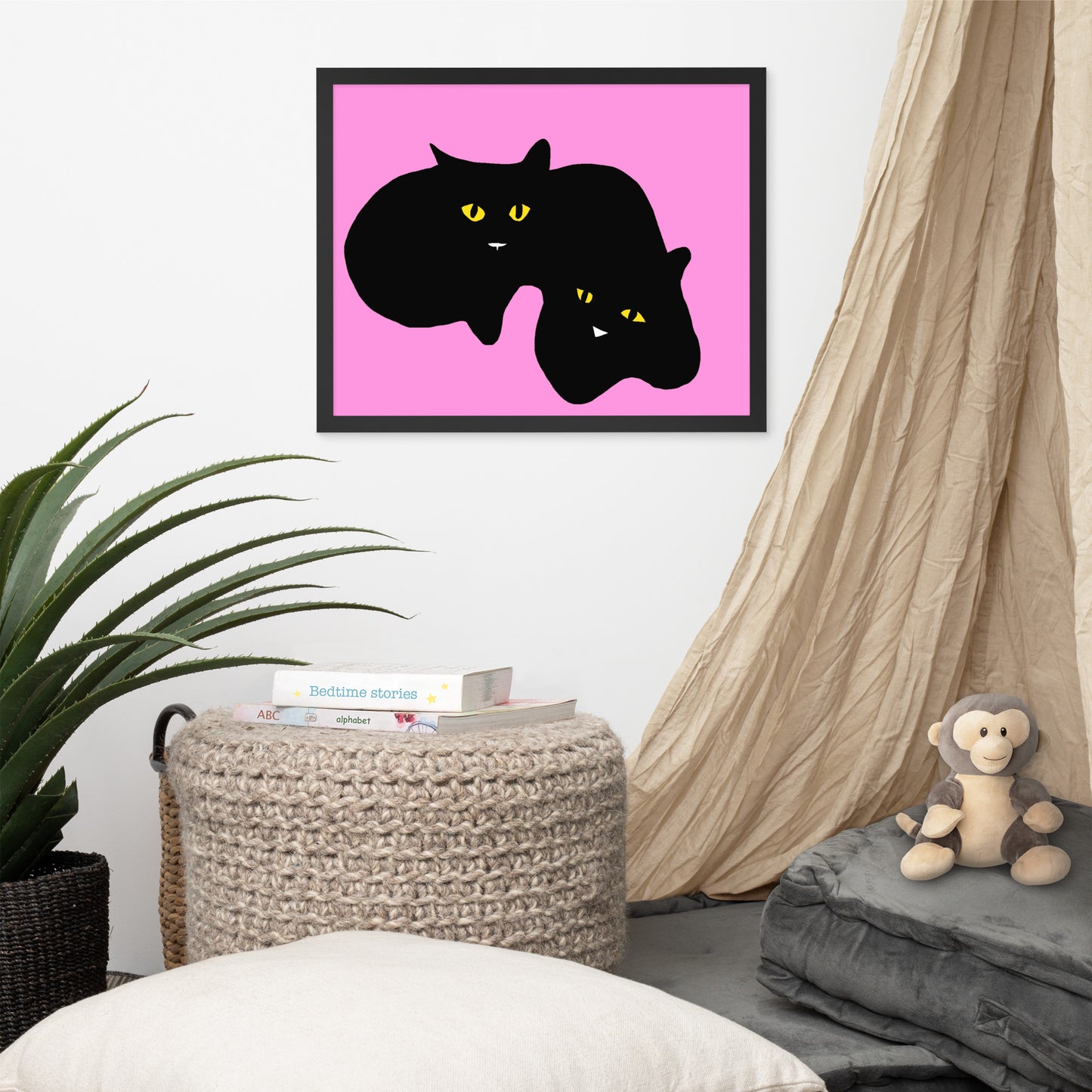 Twins - Black Cats Digital Painting Print