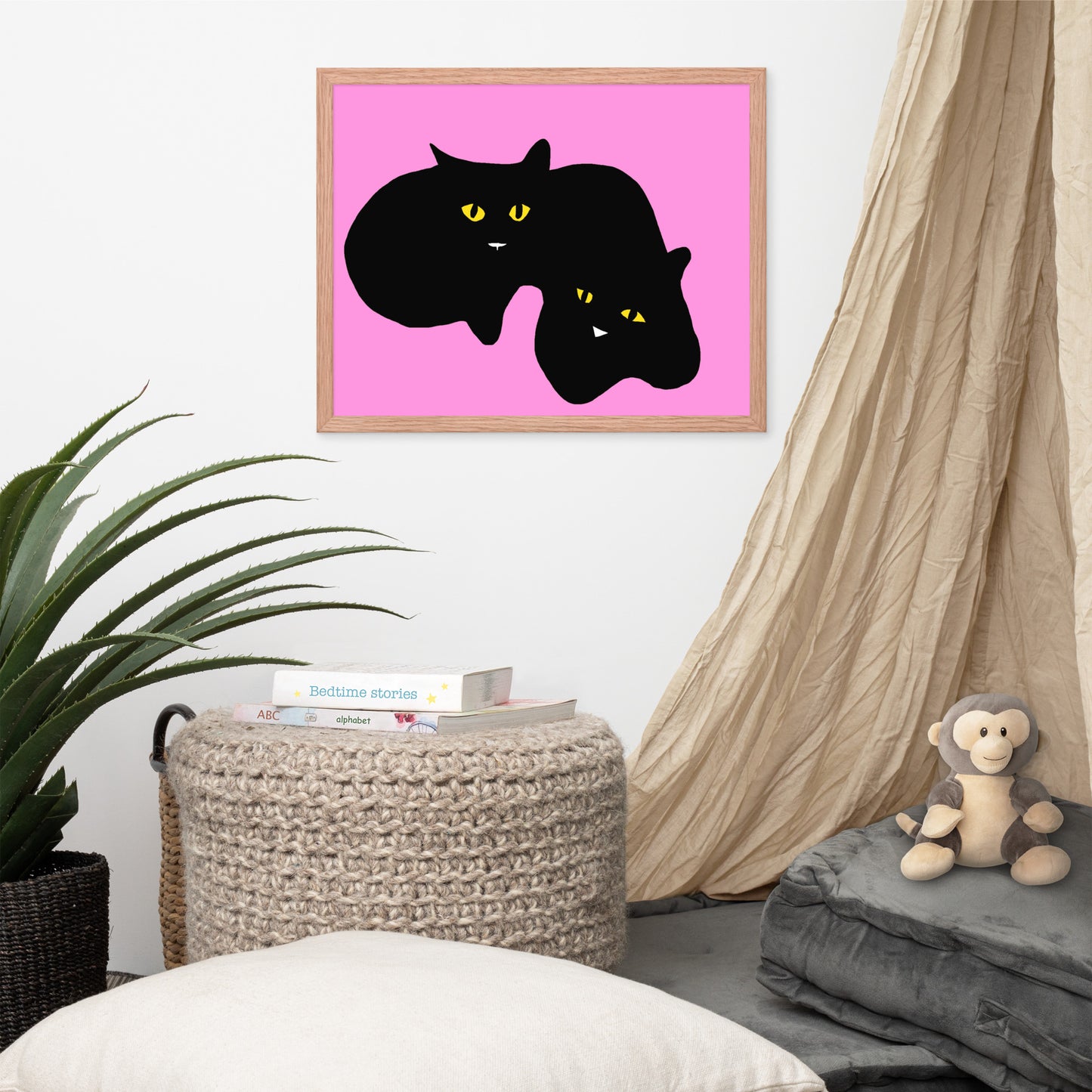 Twins - Black Cats Digital Painting Print